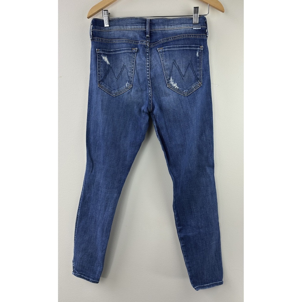 MOTHER The Vamp Distressed Jeans Rough It Up Wash Blue Denim Mid Rise Skinny 28 - Picture 12 of 14